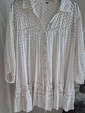 Free People Cream Tunic with Maroon Dot Print
